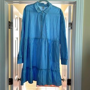 Crown & Ivy gingham baby blue and white dress